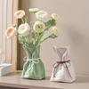 Money Bag Shape Vase for Flower Arrangement Small Resin Decorative Flower Vase for Wedding Dinning Bookshelf Home Office Decor