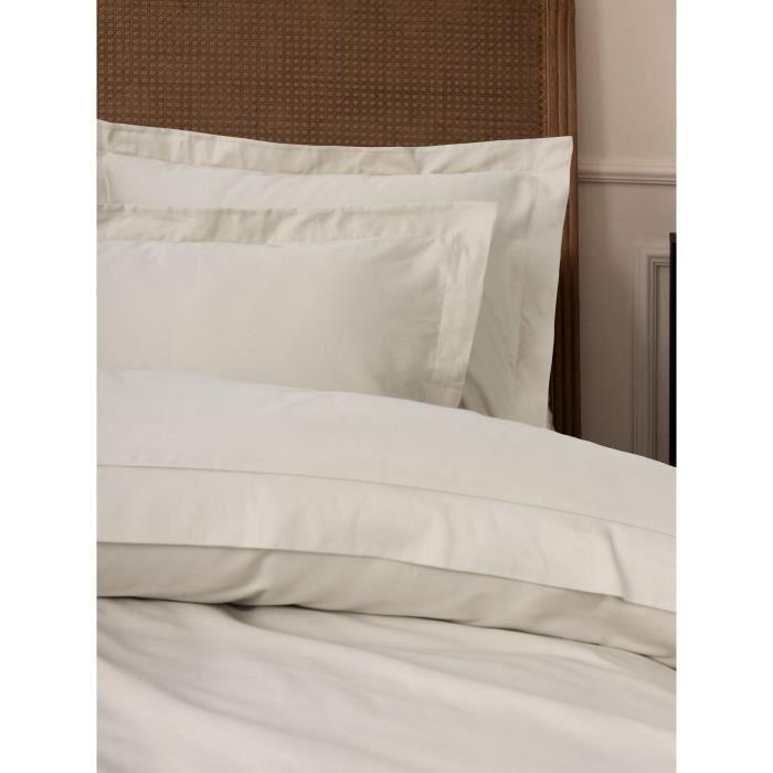 Parure de lit - 1 housse de couette 220 x 240 cm + 2 taies d'oreiller 60 x 60 cm - Satiné 100% coton - Beige