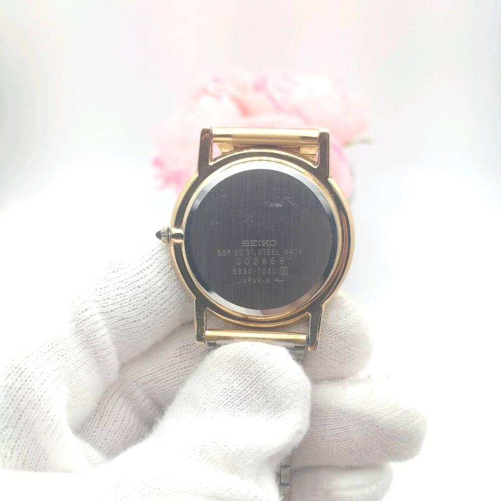 Used Management 1204 'Working Item' SEIKO Round Gold Vintage Quartz Men's Wristwatch Management 1204g