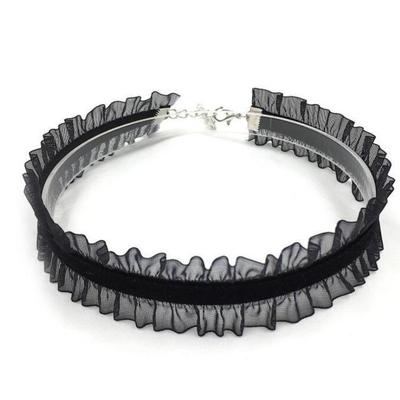 Collana girocollo in velluto e pizzo con volant per donna - Gioiello Trendy Dolce per la clavicola