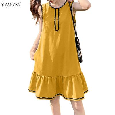Vestido casual sin mangas suelto con cuello redondo para mujer