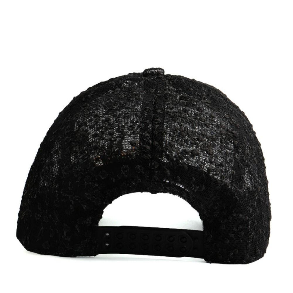 Breathable Mesh Baseball Hat Flower Decor Outdoor Sun Hat Floral Lace Baseball Cap  For Women Girls