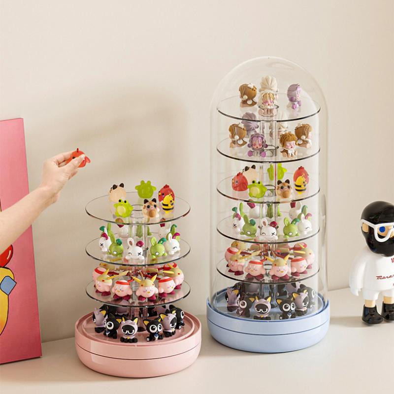 Transparent Rotating Box Display Box - Multi-Layer Large Capacity Storage With Cover, Desktop Shelf For Hand Models