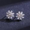 Modian 925 Sterling Silver Snowflake Rotating Flower Stud Earrings for Women Hypoallergenic Elegant Wedding Statement Jewelry
