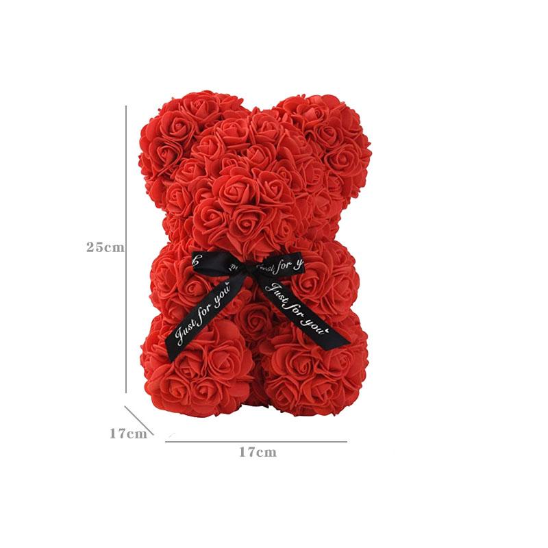 Orsetto di rose 25 cm Orsetto di fiori Orsetto di schiuma artificiale per San Valentino Anniversario Matrimonio Natale Compleanno Festa Regalo