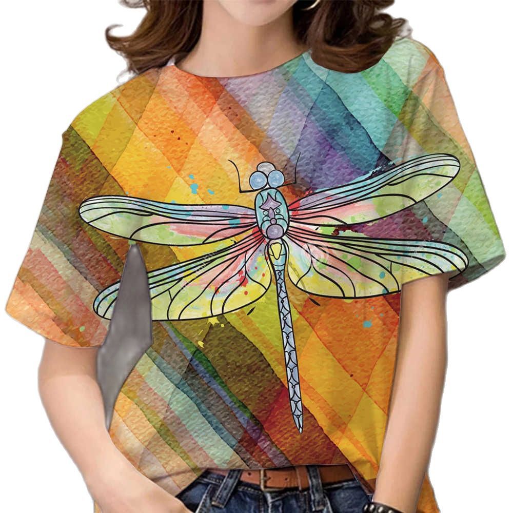 

Новая женская футболка с коротким рукавом с цветочным синим 3D-принтом и крыльями бабочки 6XL