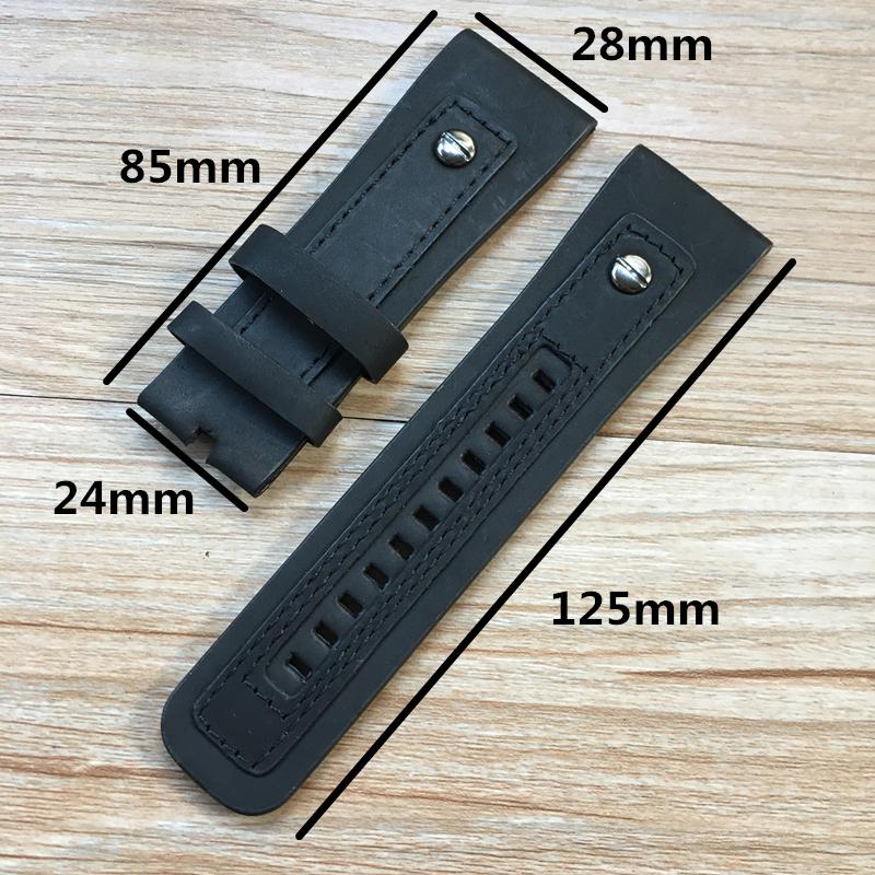 Handmade Personality 28mm Black Brown Calf Genuine Leather Wrist Watch Band For Seven Friday Strap Belt Bracelet With Rivet
