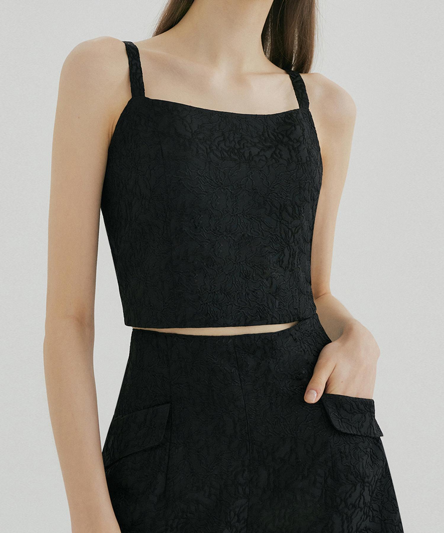 Mullion Jacquard Bustier Top Black/S