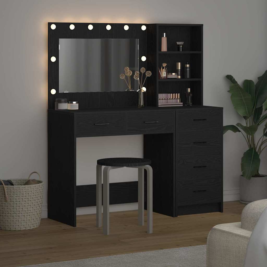 Makeup Table with Shelf Black 78.5 X 41 X 135 Cm Engineered Wood