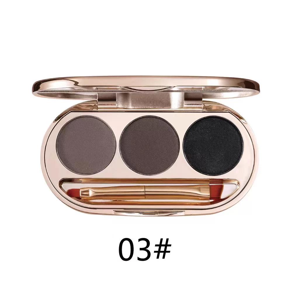 Tri-Color Eyebrow Powder Waterproof Sweatproof Fadeless Long-Lasting Eyebrow Repair Matte Integrated Nature Genuine Goods Official Flagship Store