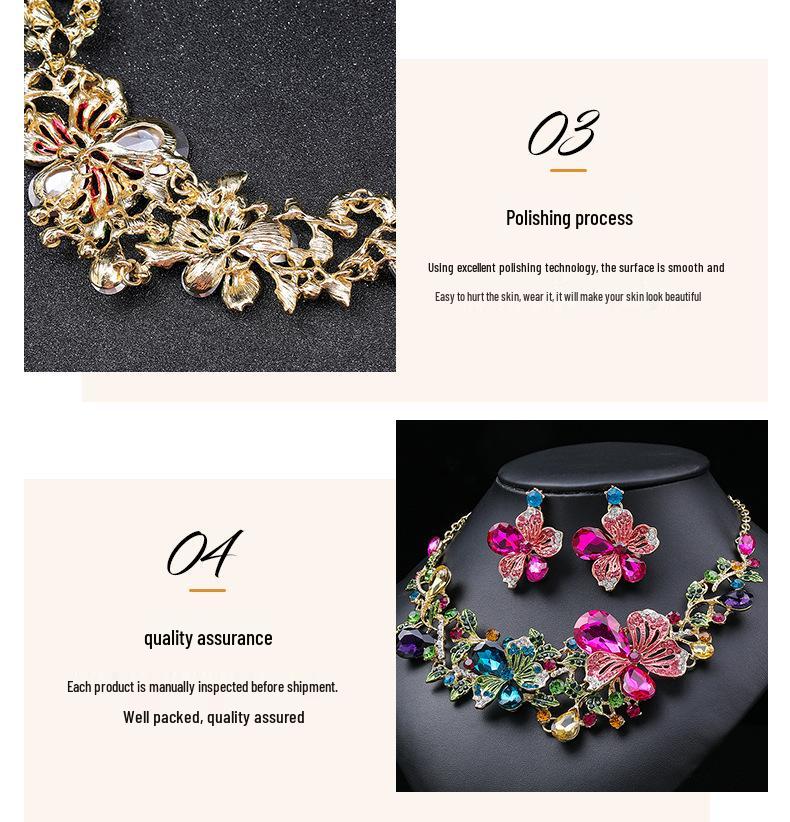 2022 Vibrant Floral European & American Light Luxury Necklace Set: Women's Gorgeous Bride Gem Clavicle Chain