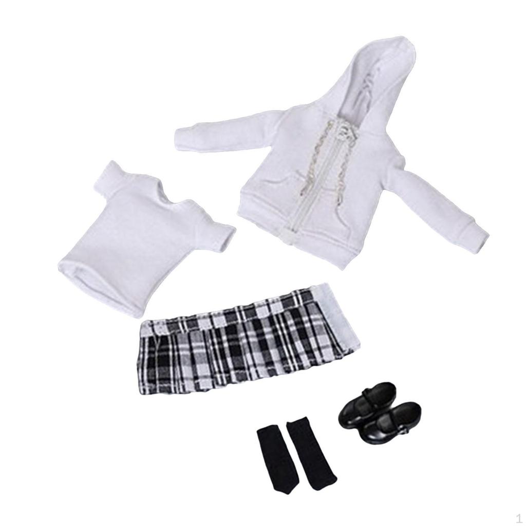 1/12 Scale Figure Clothing Set Doll Uniform Kits Dollhouse Decoration Fashion Pleated Skirt for