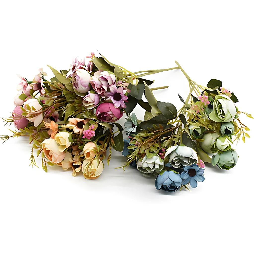 Multicolor Tea Roses Vases Home Decor Artificial Flowers Fake Daisy Plastic Wedding Decorative Floral Arrangements