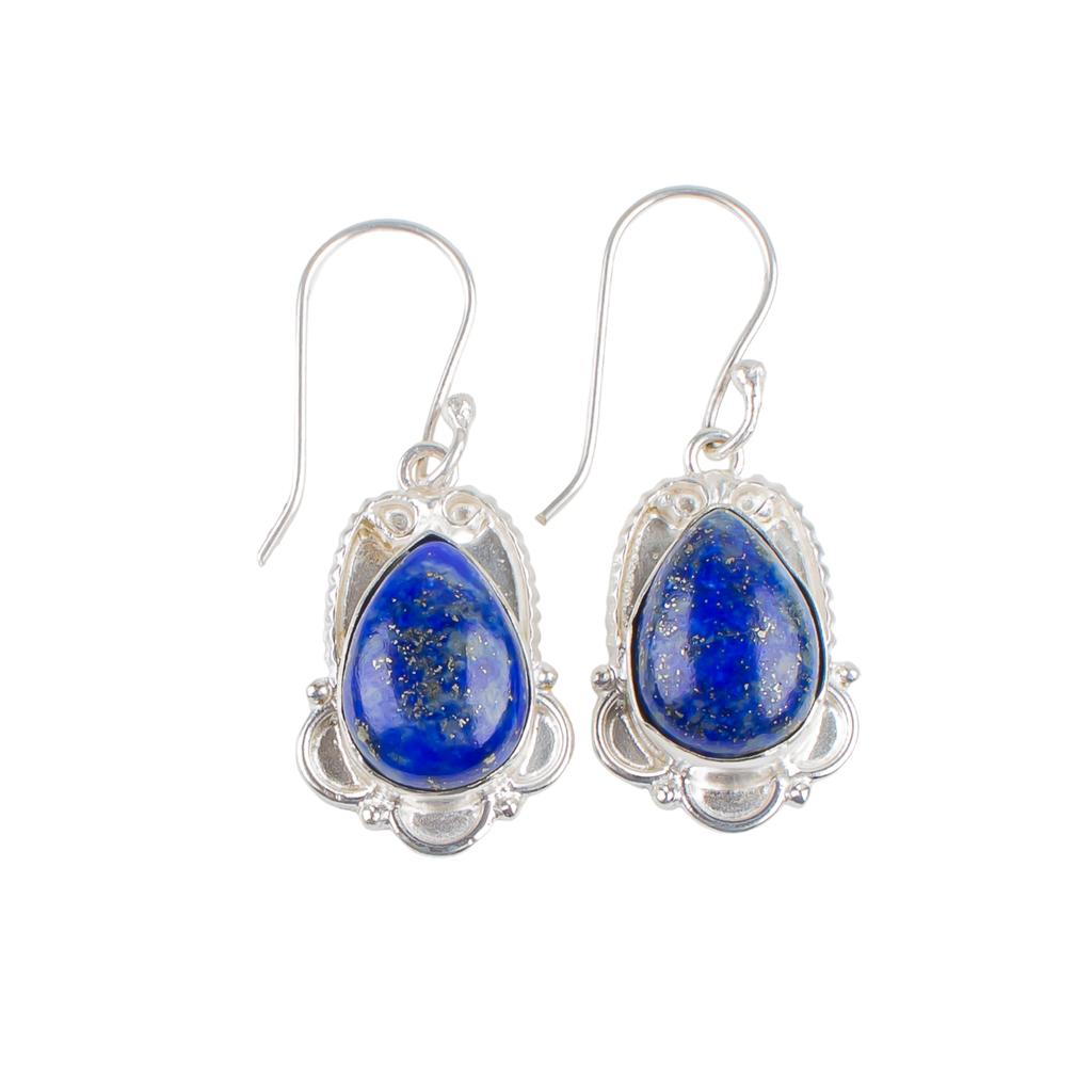 Rare Lapis Lazuli Gemstone 925 Sterling Silver Designer Jewelry Earrings 1.50" EE-41-31