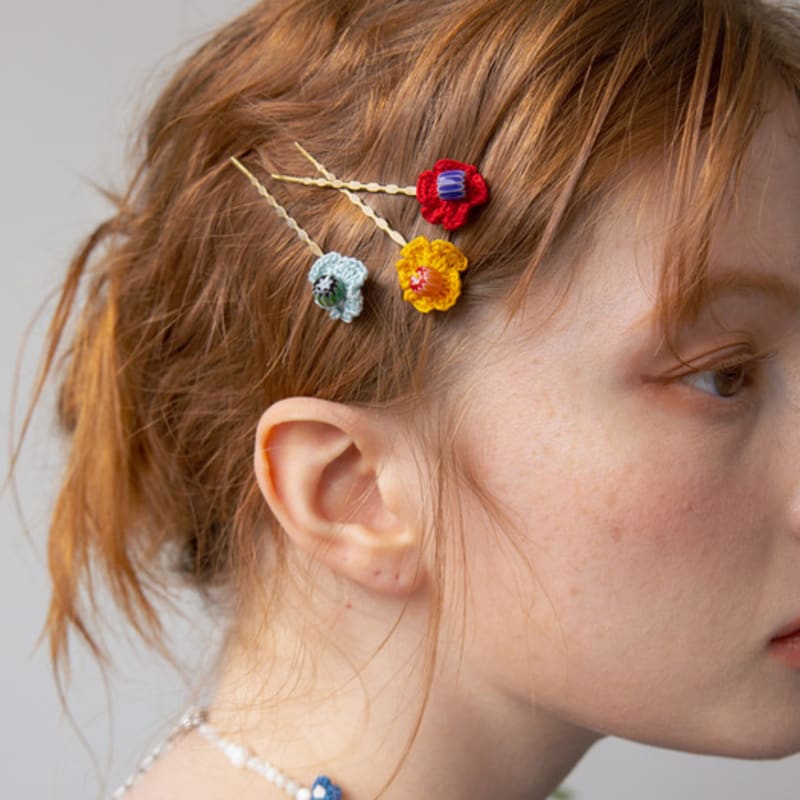 MERRYMOTIVE Color flower vintage hairpin (3colors)