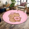 1PC Cute Capybaras Cartoon Print Round Carpet Floor Mat Suitable for Children's Bedroom Decor Living Room Round Rugs for Gifts