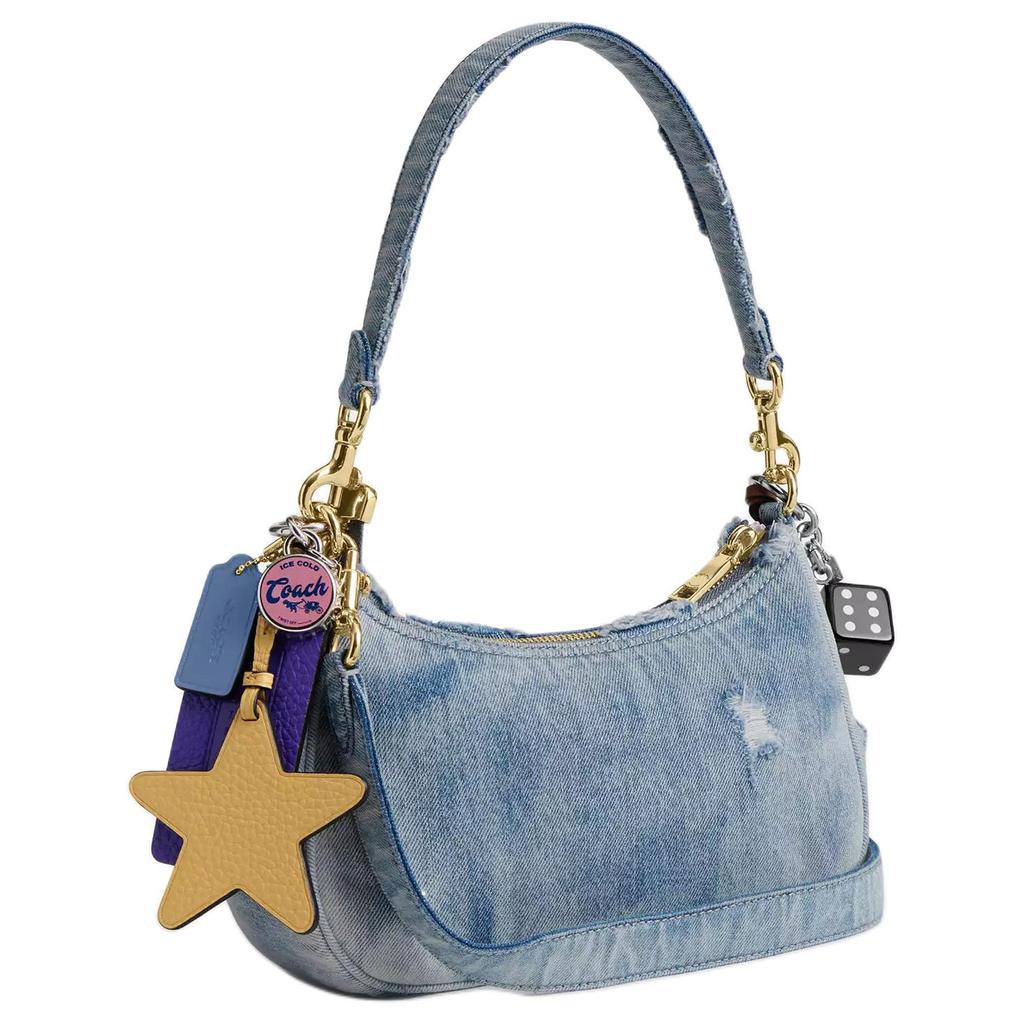 Coach Teri Logo Identification With Star Pendant Denim Shoulder Bag Women shoulder bag Light-Indigo CDY76-IMNIM