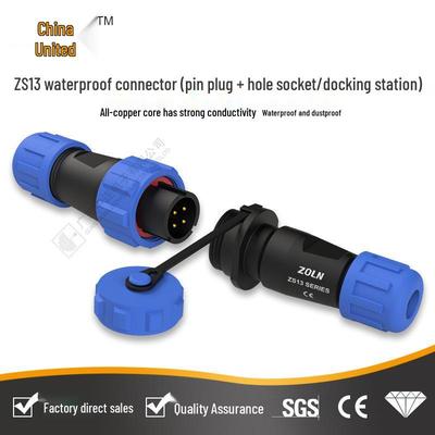 ZS Waterproof IP68 Aviation Plug Socket: Solderless 3/4/5-Pin Male-Female High-Current Connector.
