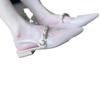 Fashion Hot Selling 2025 Spring Summer Style French Diamond Soft Leather Silver Pointed Head Back Empty Mary Jane Single Shoes Women's