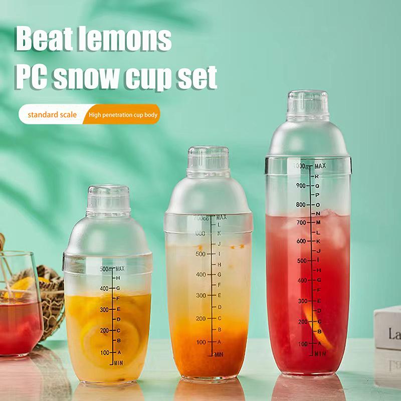 500/700/1000ml Shaker per Cocktail in Resina PC Shaker Manuale per Martini con Graduazioni Tazza per Tè al Latte Barware Bottiglia Shaker per Bevande Mixer