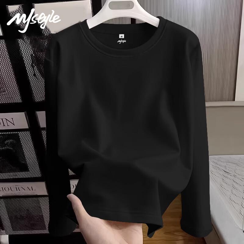 MJ STYLE Women s Pure Cotton Loose Long-Sleeve T-Shirt L