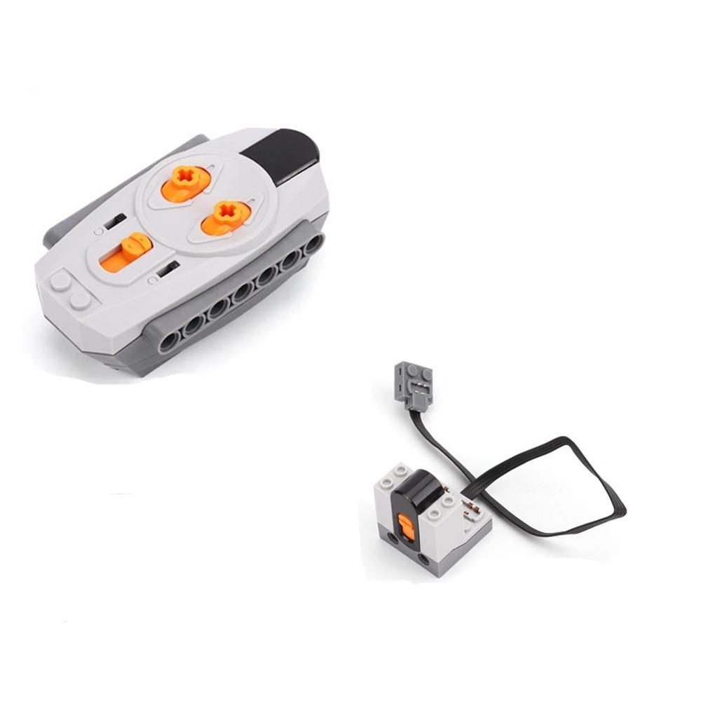 Elmotor Ställ in bilfjärrkontrollen Batteriboxbrytare med LED-ljus Strömfunktion MOC Byggstenar Bilar Motorleksaker