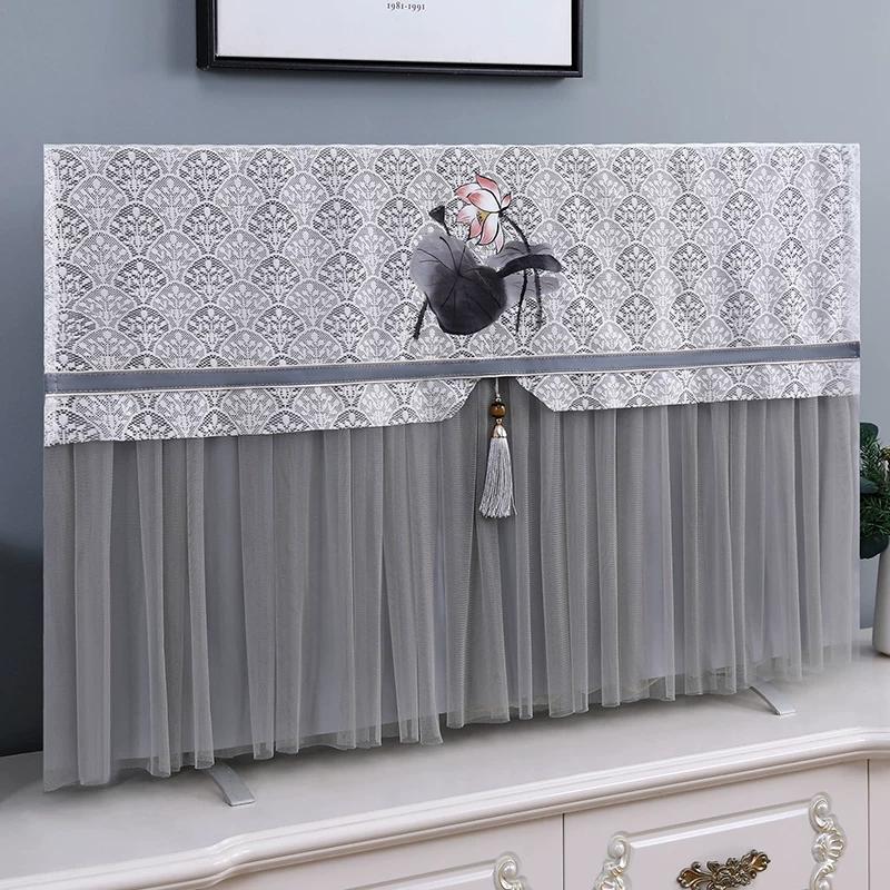 Desktop TV Dust Cover Hanging LCD Screen Lace Cover Curved Screen Universal Cover Cloth with Pendant Don't Need To Take It Off When You Turn It On