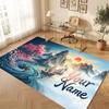 Mountain Landscape Theme Crystal Velvet Floor Rug Personalized Custom Name Text Warm Carpet Home Decoration