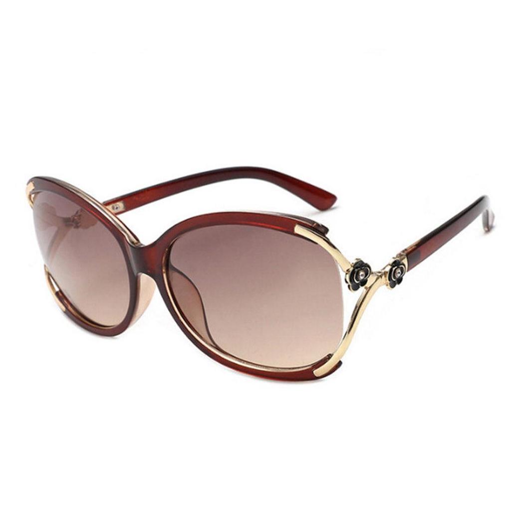 Newest Anti-UV Square Sunglasses for Women with Retro Camellia Design and Summer Glasses Case
