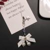 Pearls Beaded Phone Lanyard Bowknot Pendant Wrist Strap Detachable Phone Chain Keyring Portable Accessories for Women