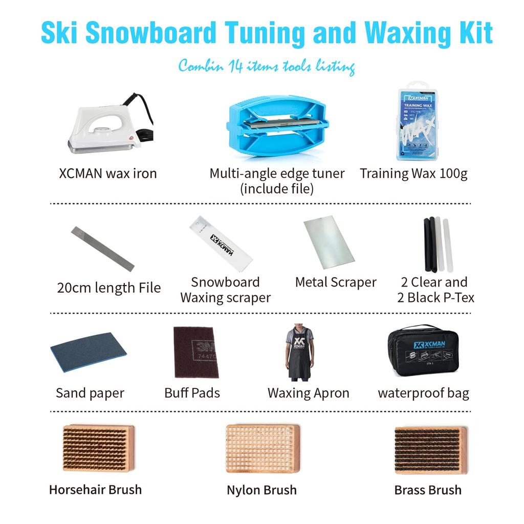 XCMAN Ski and Snowboard Wax Complete Tuning Tool Kit with Waxing Iron (Pro Version)