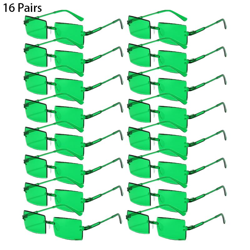 16/20 Pairs Rectangle Sunglasses Men Fashion Rimless Gradient Multicolor Beach Holiday Shades Women New Trendy Rave Sun Glasses