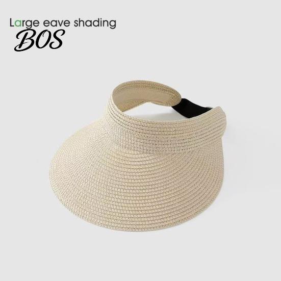 Heat Dissipation Hat Summer Foldable Sun Hat, Adjustable Elastic Buckle Braided Straw Open Top Portable Beach Travel for Women