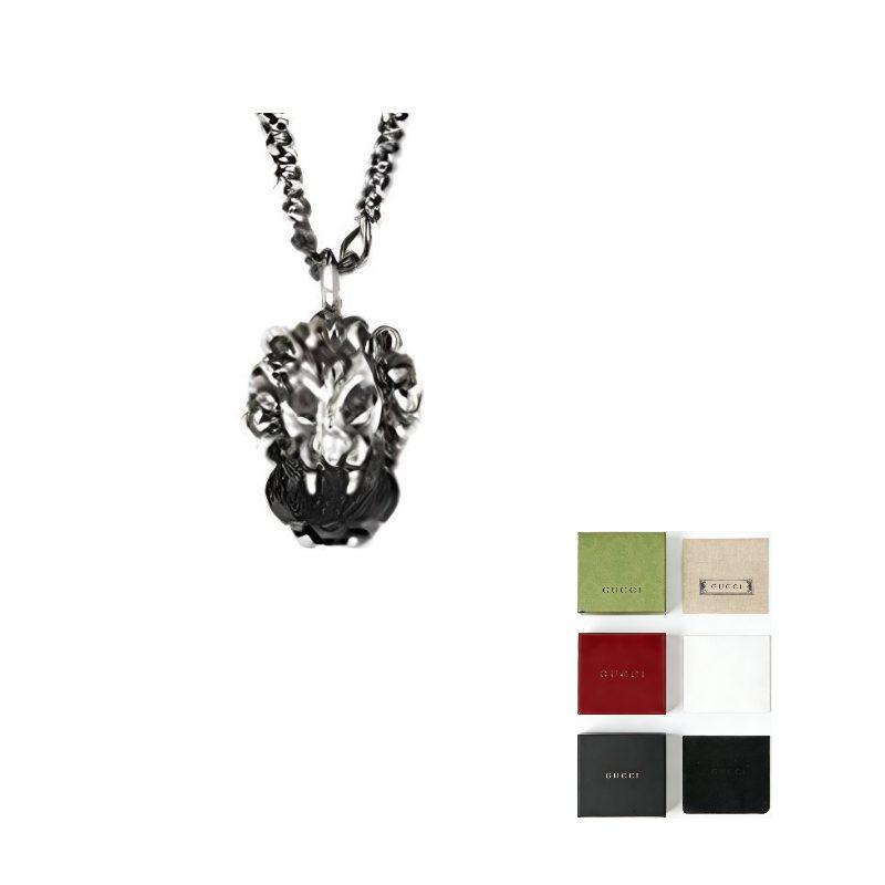 GUCCI Metal Necklaces Unisex Silver/Black 412885-J1D50-9074