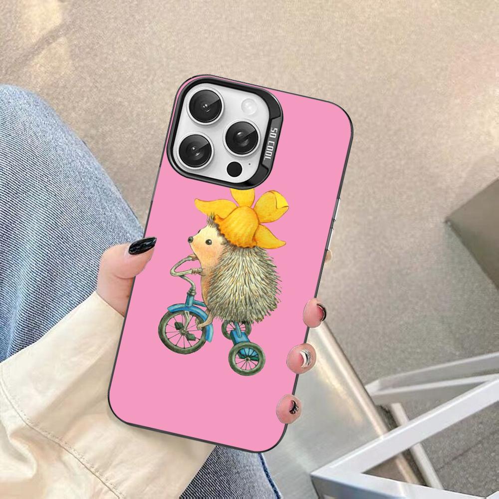 Cute Animal Hedgehog Phone Case For IPhone 16 15 14 13 12 11 Pro Max X XR XSMAX 8 7 Plus Matte Shockproof Back Cover