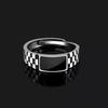 Checkered Ring For Men Retro Hip Hop Dropping Glue Copper Color Open Finger Ring Punk Student Jewelry Accessories Gifts
