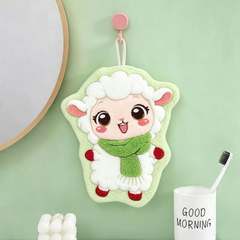 Sheep Shaped Hand Towel Handkerchief Kitchen Towels Super Absorbent Towel Hanging Cleaning Cloth Bathroom Kitchen Accessories
