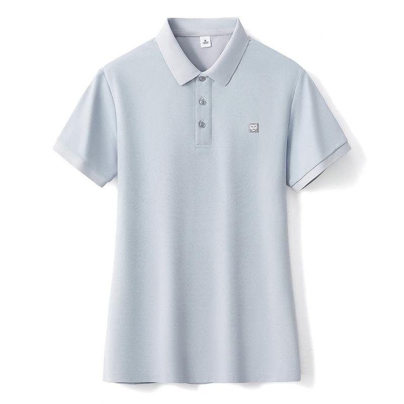 Korean Smiley Embroidered Heavy-Duty Cotton Lapel Polo Shirt for Women