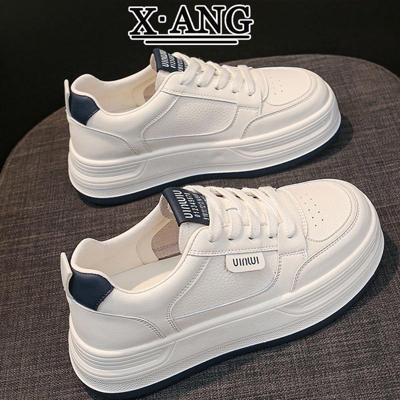 The first layer of cowhide thick-soled white shoes women's board shoes new autumn shoes women's versatile casual sports shoes