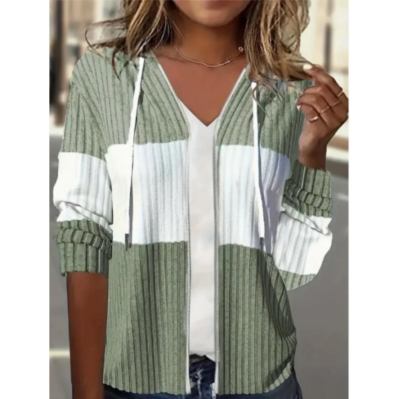 Damen Frühling & Herbst Strick Zip-Hoodie Langarm Bequemes Lässiges Sweatshirt