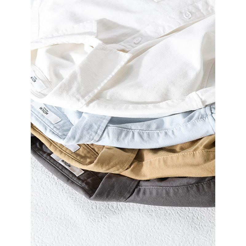 Spring and Autumn Long Sleeves Shirt Men Japanese Style Hong Kong Style Youth Workwear Casual Overshirt Loose Pure Cotton New Arrival