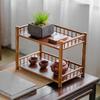 Chinese Style Bamboo Tea Cup Display and Drain Rack