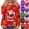 Women's Loose Comfortable Casual Fashion Round Neck Christmas Print Long Sleeve Hoodie