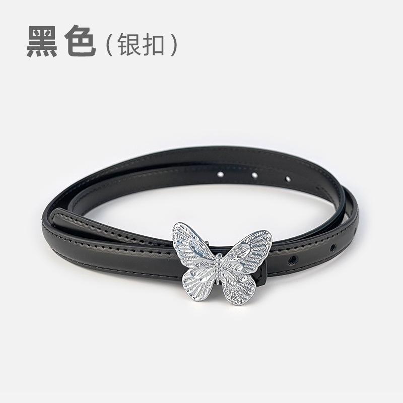 Fine Leather Women'S Belt With Casual Pants, Short Skirt, Jeans Belt, Butterfly Belt.