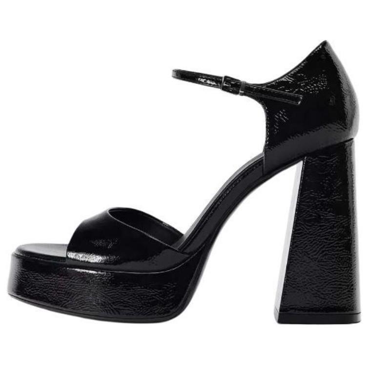 

Zara Босоножки с открытым носком на высоком каблуке 11 см из ПУ с пряжкой Женские босоножки Черные 12327410 37