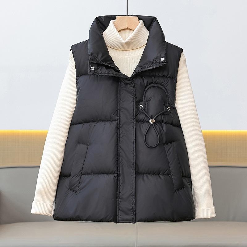 Women's outer vest stand-up collar vest versatile vest commuting down cotton vest outside autumn and winter