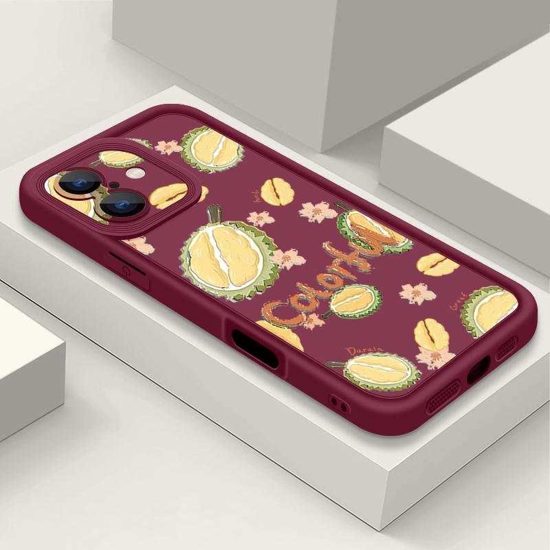 

Чехол для телефона с фруктовым принтом для iPhone 16 Pro Max Для iPhone 16e 15 14 13 12 Pro Max Plus 11 XR XS Мягкий противоударный чехол из ТПУ iPhone 8 / 7 / SE 2 / SE 3 вино красного