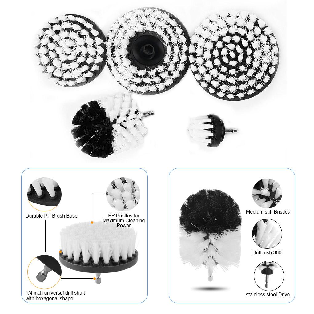 Cleaning Brush 2/3\.5/4/5 Inch Brush Attachment Set Power Scrubber Brush Tile Bathtub Surface Cordless Rotary Cleaning Tool Kit