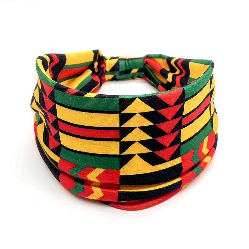 African Tribal Print Wide Headband With Soft Stretchy Fabric For Yoga Workout Running Wear