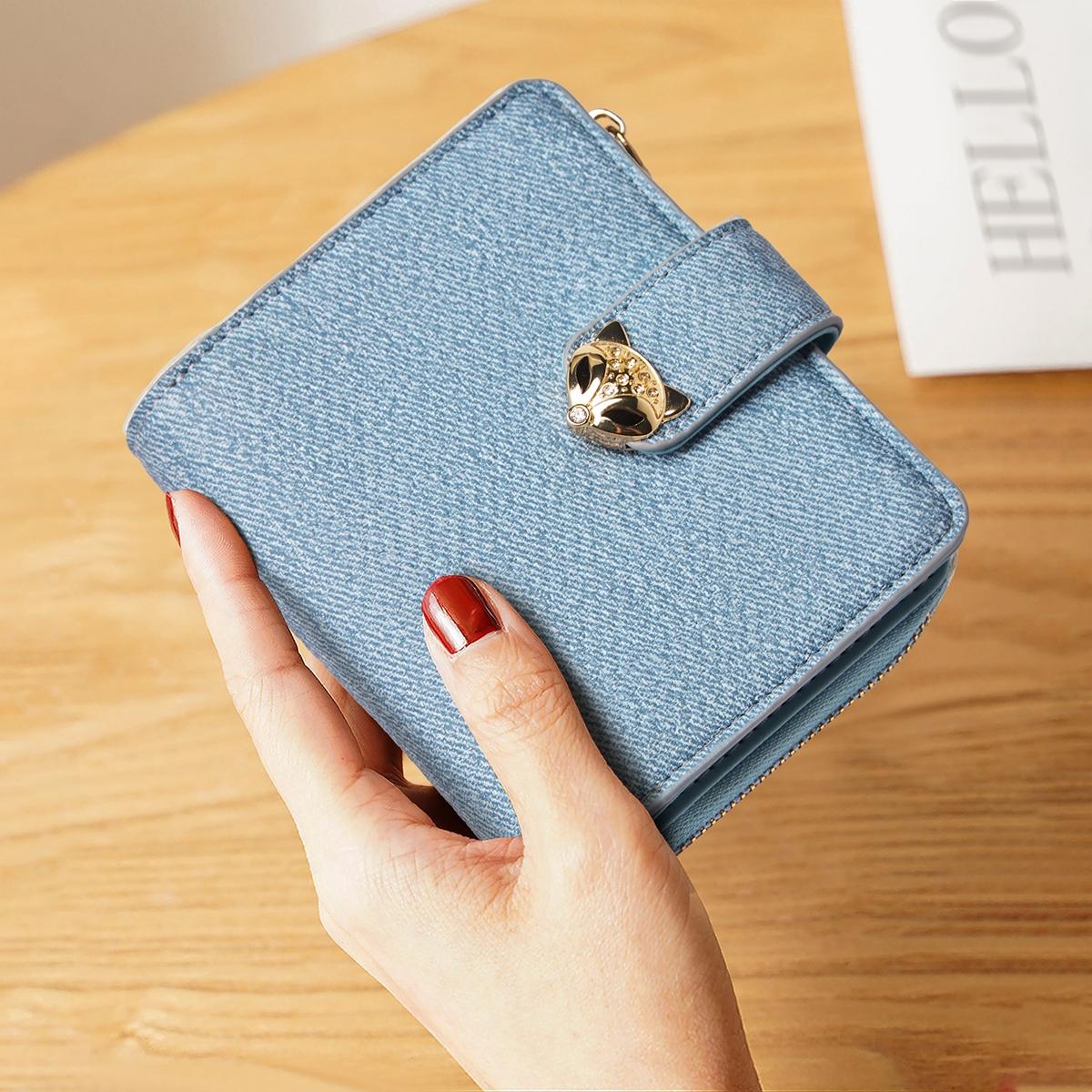 

FOXER New Women s Short Wallet Anti-theft ID Credit Card Holder Fashion Zipper Coin Wallet Slim PU Pocket Case Purse